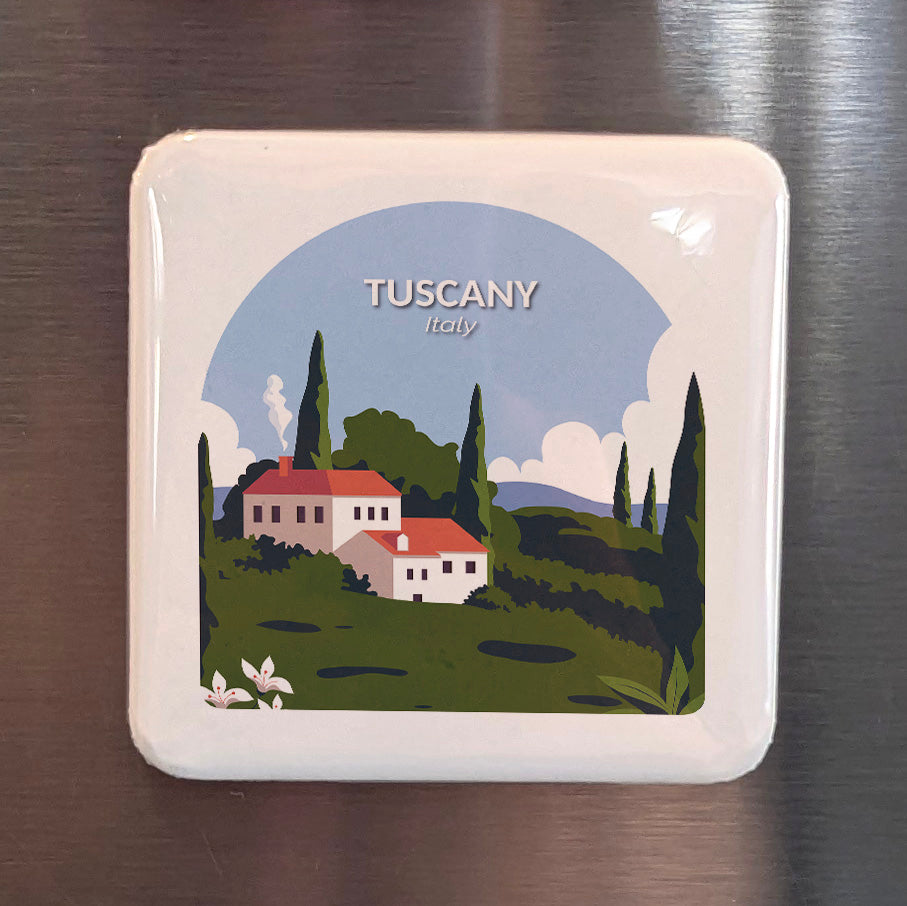 Tuscany Italy Magnet | Rolling Hills of Cypress and Vine in the Heart of the Italian Renaissance | 2x2 | Made in Canada