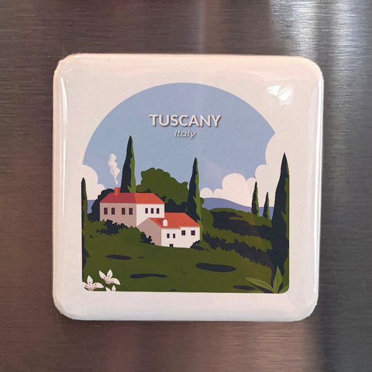 Tuscany Italy Magnet | Rolling Hills of Cypress and Vine in the Heart of the Italian Renaissance | 2x2 | Made in Canada