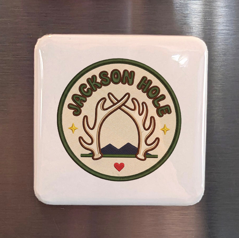 Jackson Hole Wyoming Magnet | Elk Country | 2×2 | Made in Canada - PhiloPerse