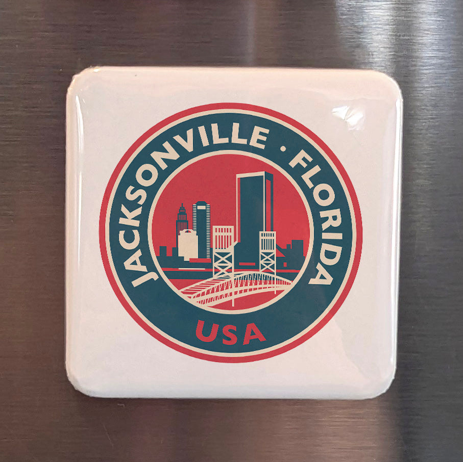 Jacksonville Florida Magnet | River City | 2×2 | Made in Canada - PhiloPerse