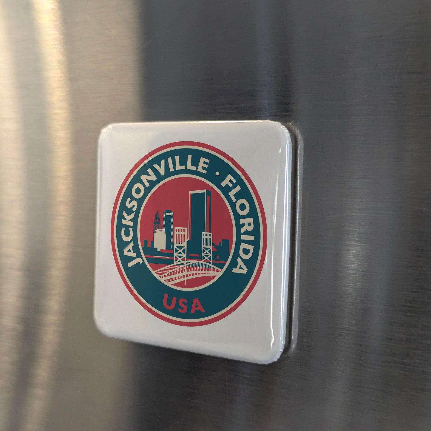 Jacksonville Florida Magnet | River City | 2×2 | Made in Canada - PhiloPerse