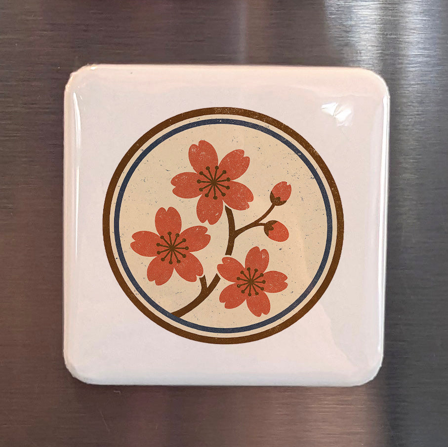 Japan Asia Magnet | Cherry Blossom Sakura Season of Fleeting Beauty | 2x2 | Made in Canada