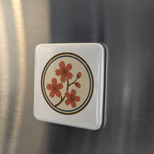 Japan Asia Magnet | Cherry Blossom Sakura Season of Fleeting Beauty | 2x2 | Made in Canada