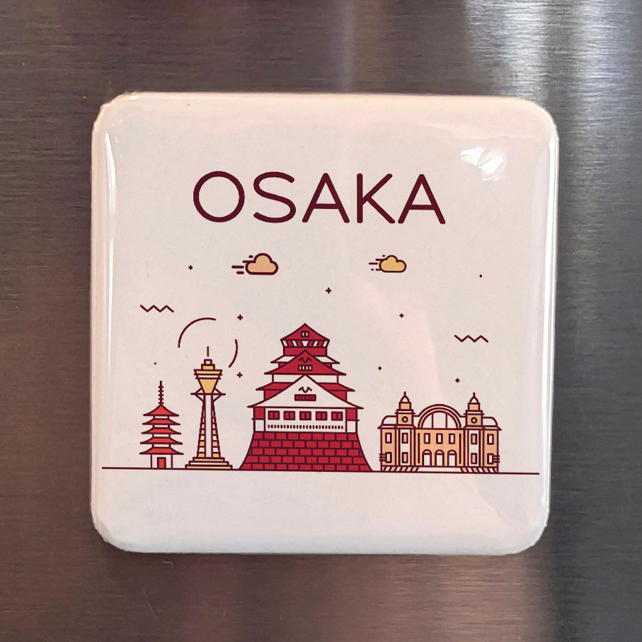 Osaka Japan Asia Magnet | Second City Skyline on Osaka Bay | 2x2 | Made in Canada