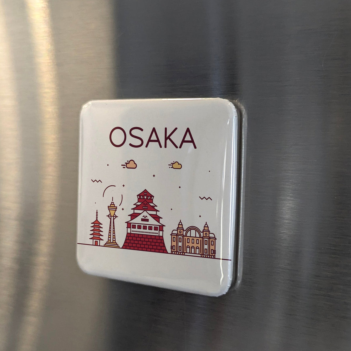 Osaka Japan Asia Magnet | Second City Skyline on Osaka Bay | 2x2 | Made in Canada