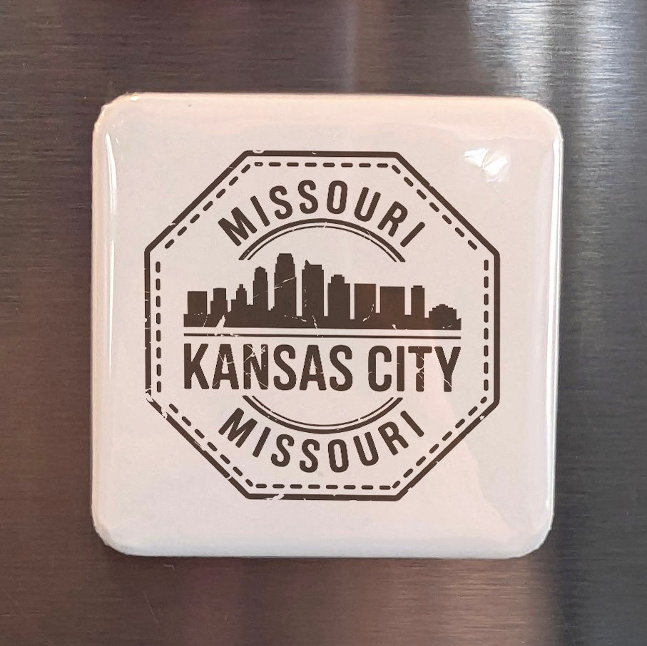 Kansas City Missouri Magnet | City of Fountains | 2×2 | Made in Canada - PhiloPerse