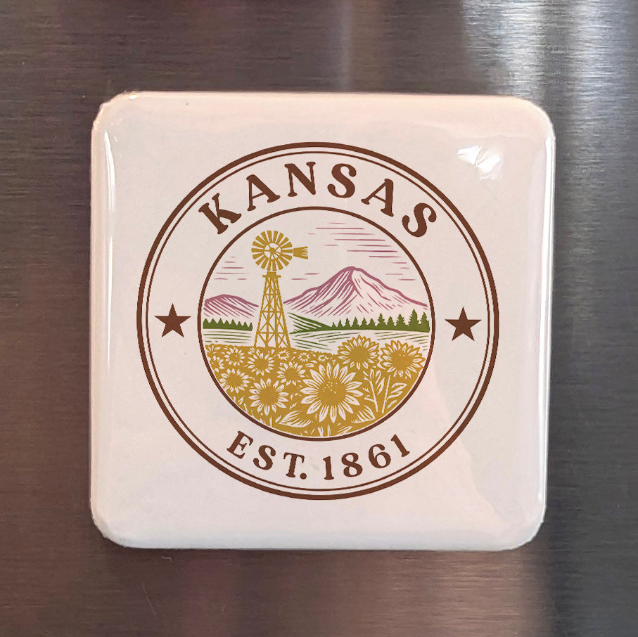 Kansas Magnet | The Sunflower State | 2×2 | Made in Canada - PhiloPerse