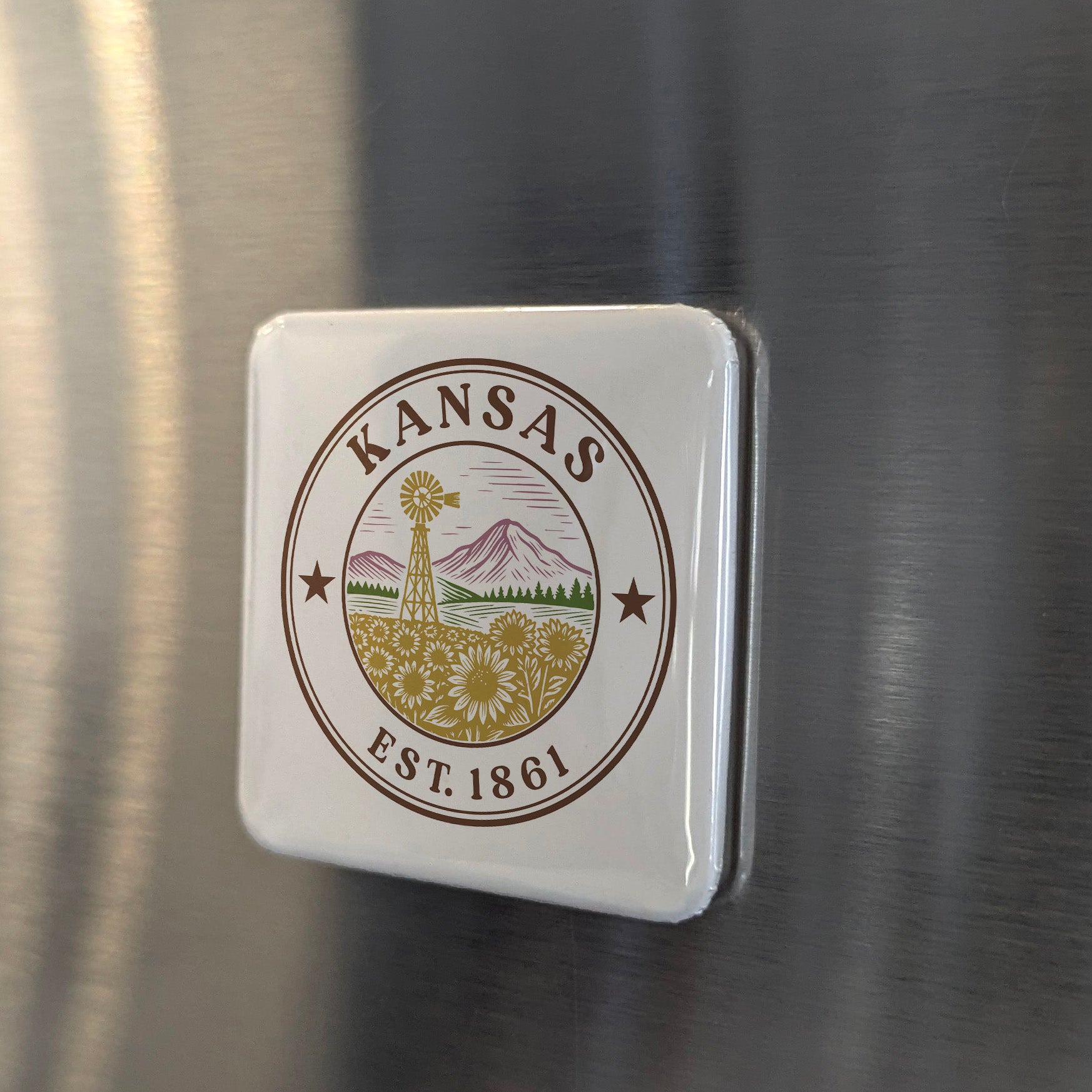 Kansas Magnet | The Sunflower State | 2×2 | Made in Canada - PhiloPerse