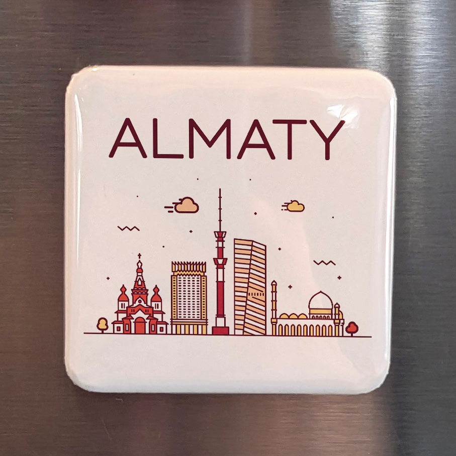 Almaty Kazakhstan Asia Magnet | Southern Capital at the Foot of the Tian Shan | 2x2 | Made in Canada