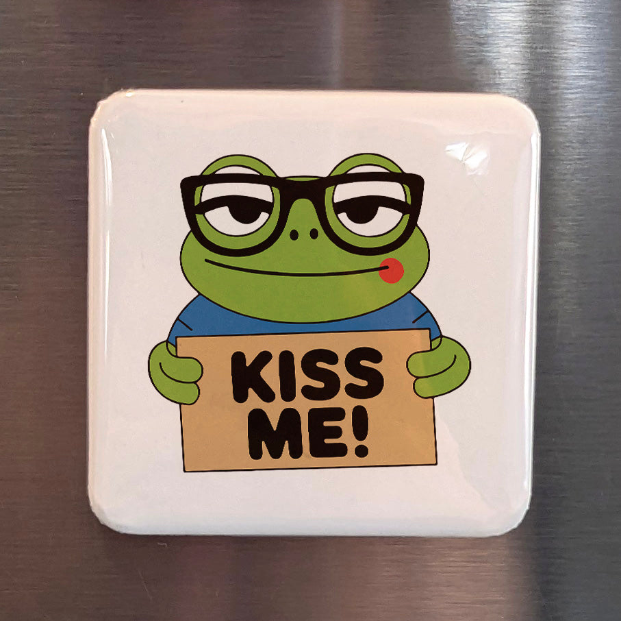 Kiss Me Frog Magnet | A Little Frog Romance | 2×2 | Made in Canada - PhiloPerse