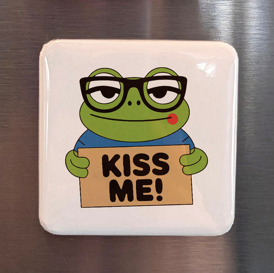 Kiss Me Frog Magnet | A Little Frog Romance | 2×2 | Made in Canada - PhiloPerse