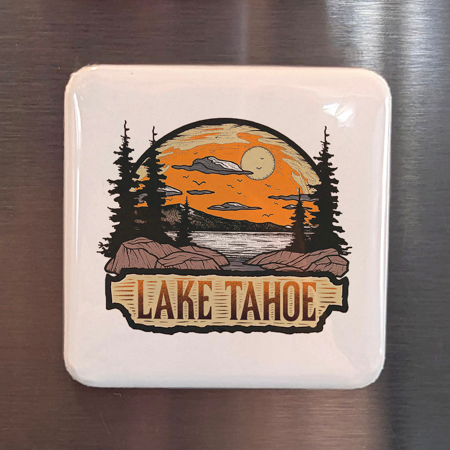 Lake Tahoe California Magnet | Sierra Sunset | 2×2 | Made in Canada - PhiloPerse