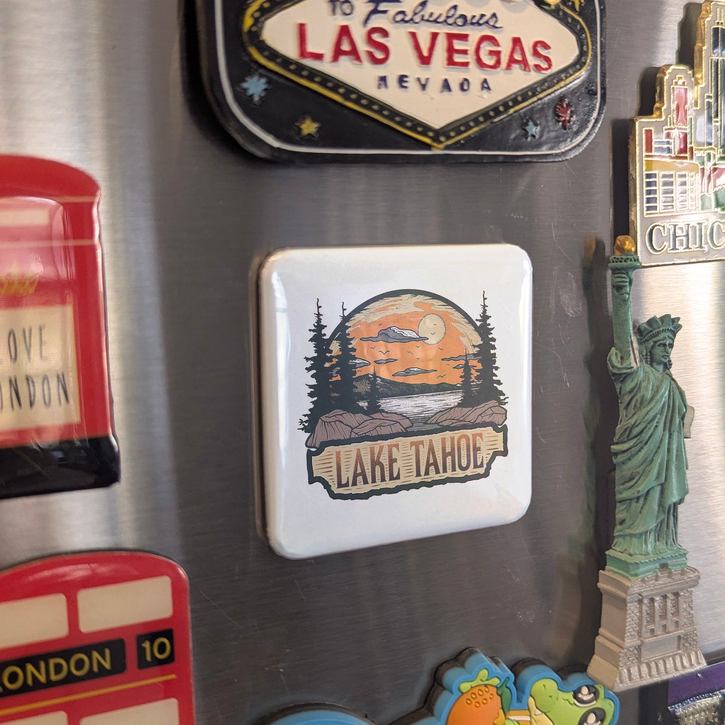 Lake Tahoe California Magnet | Sierra Sunset | 2×2 | Made in Canada - PhiloPerse