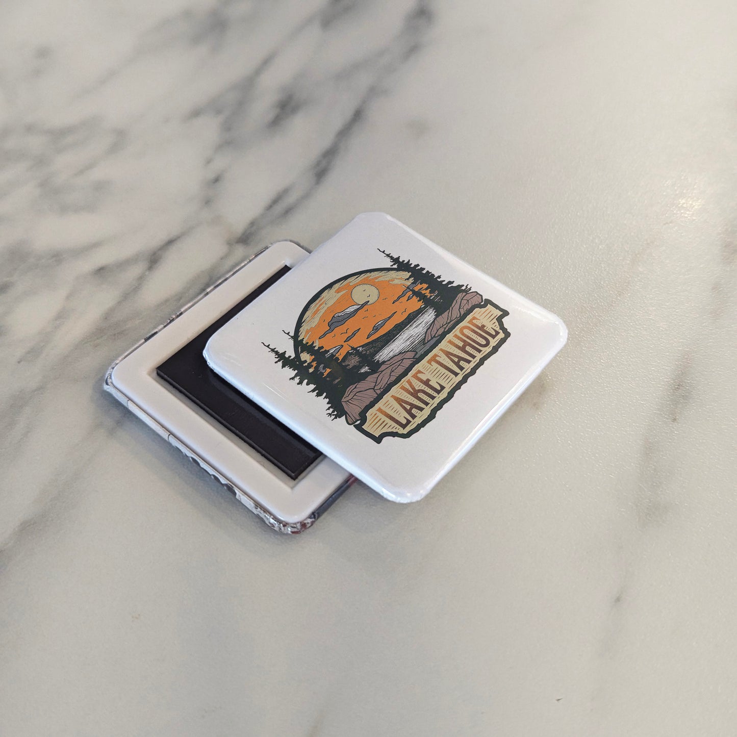 Lake Tahoe California Magnet | Sierra Sunset | 2×2 | Made in Canada - PhiloPerse