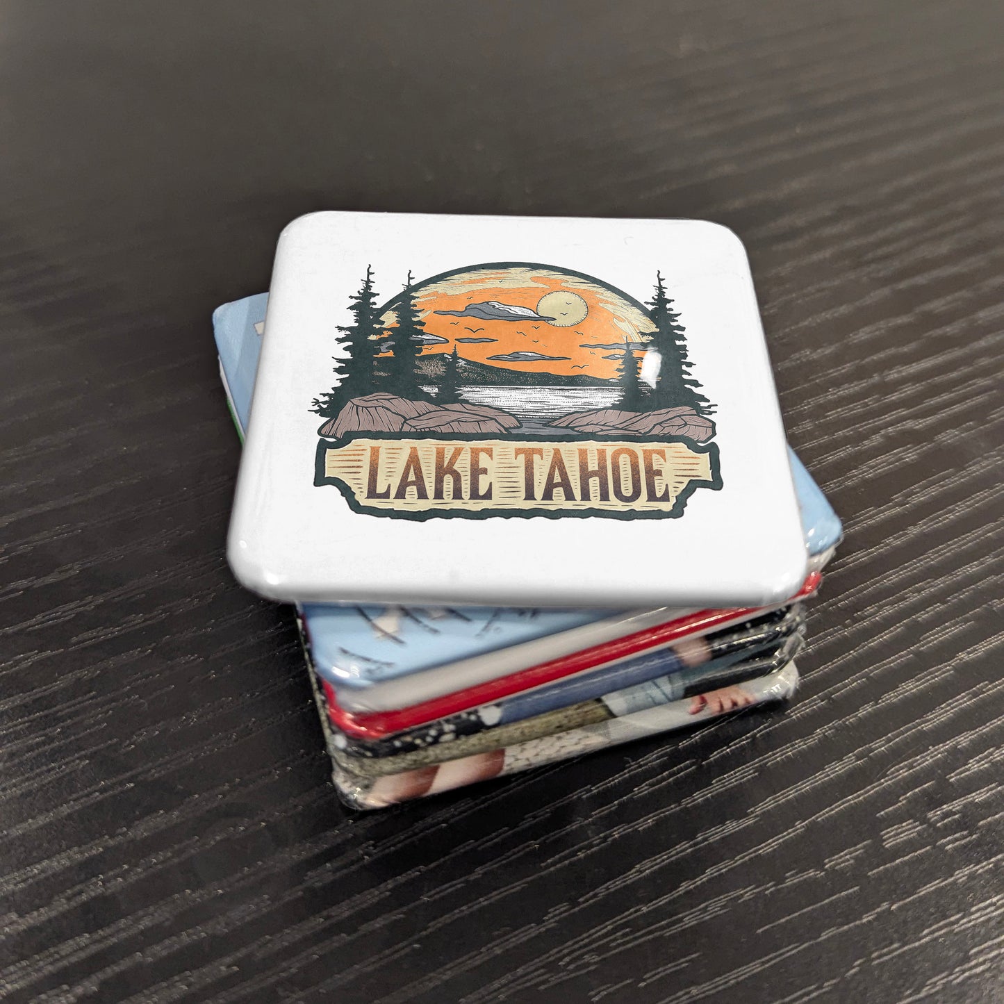Lake Tahoe California Magnet | Sierra Sunset | 2×2 | Made in Canada - PhiloPerse