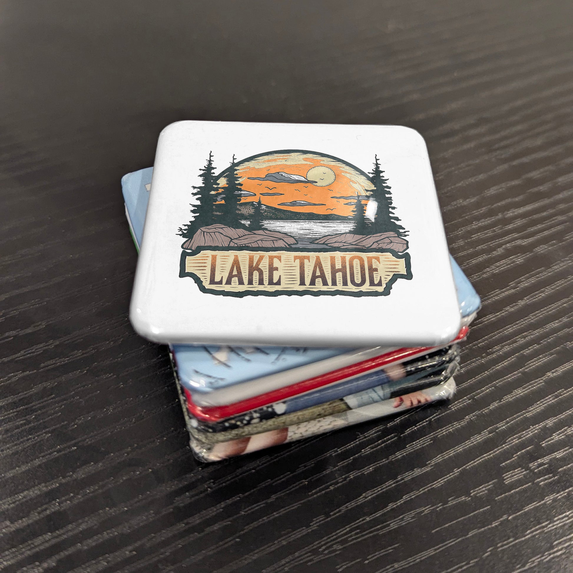 Lake Tahoe California Magnet | Sierra Sunset | 2×2 | Made in Canada - PhiloPerse