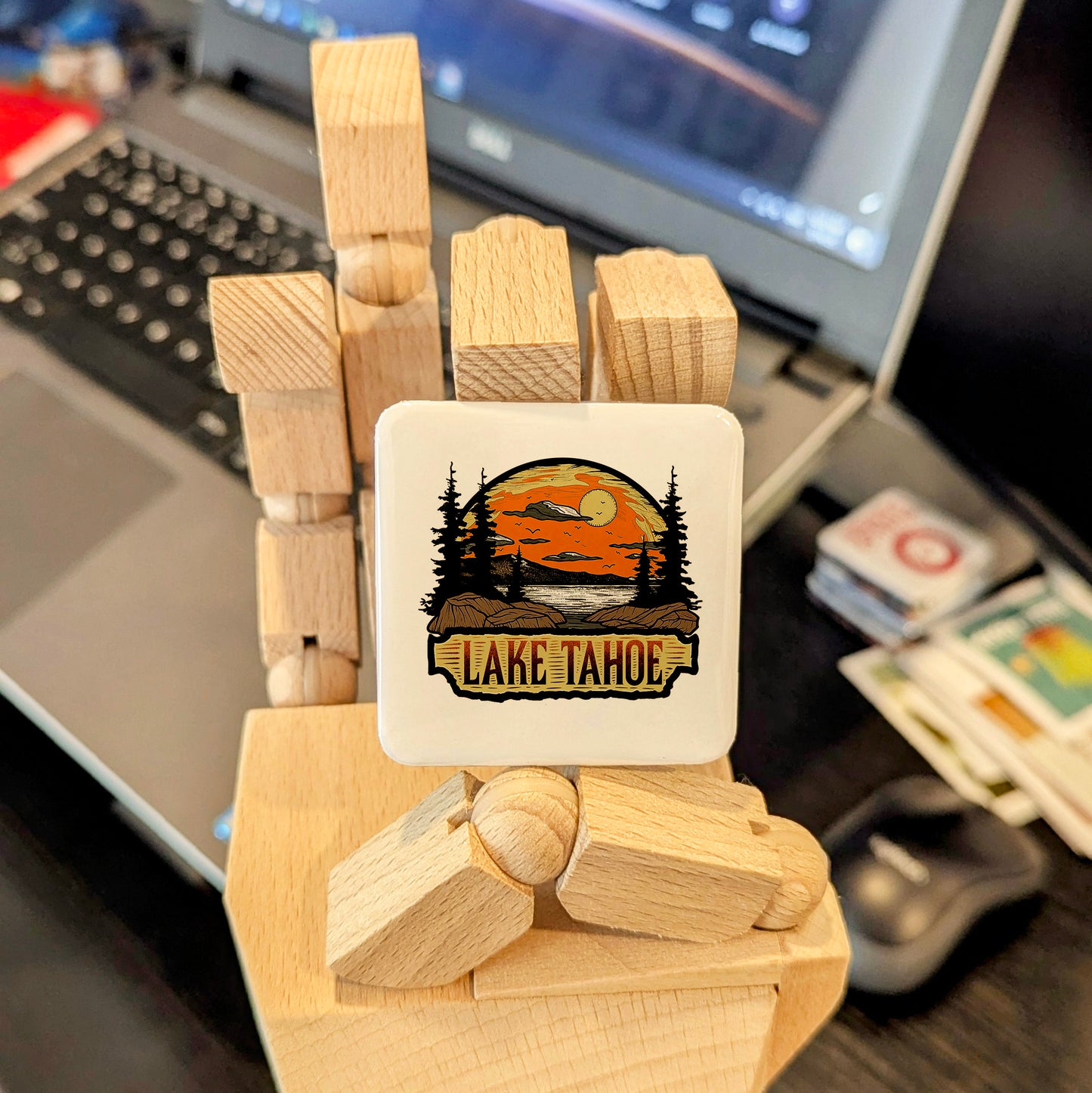 Lake Tahoe California Magnet | Sierra Sunset | 2×2 | Made in Canada - PhiloPerse