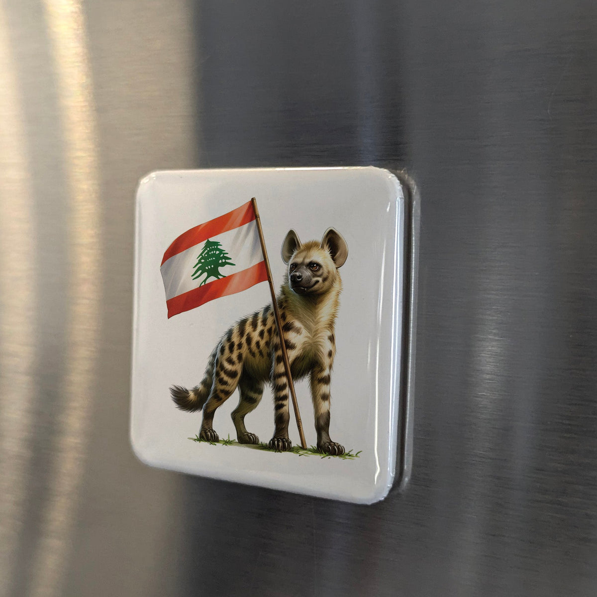Lebanon Asia Magnet | Striped Hyena Ancient Wildlife of the Levantine Cedar Mountains | 2x2 | Made in Canada
