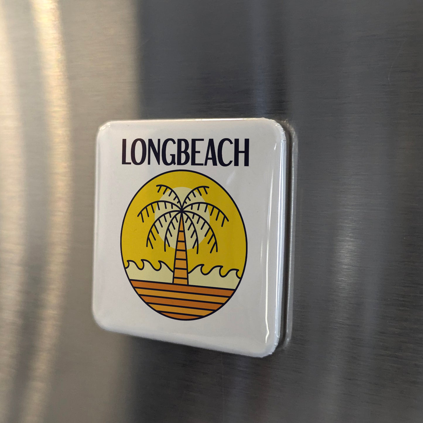 Long Beach California Magnet | Palm Circle | 2×2 | Made in Canada - PhiloPerse