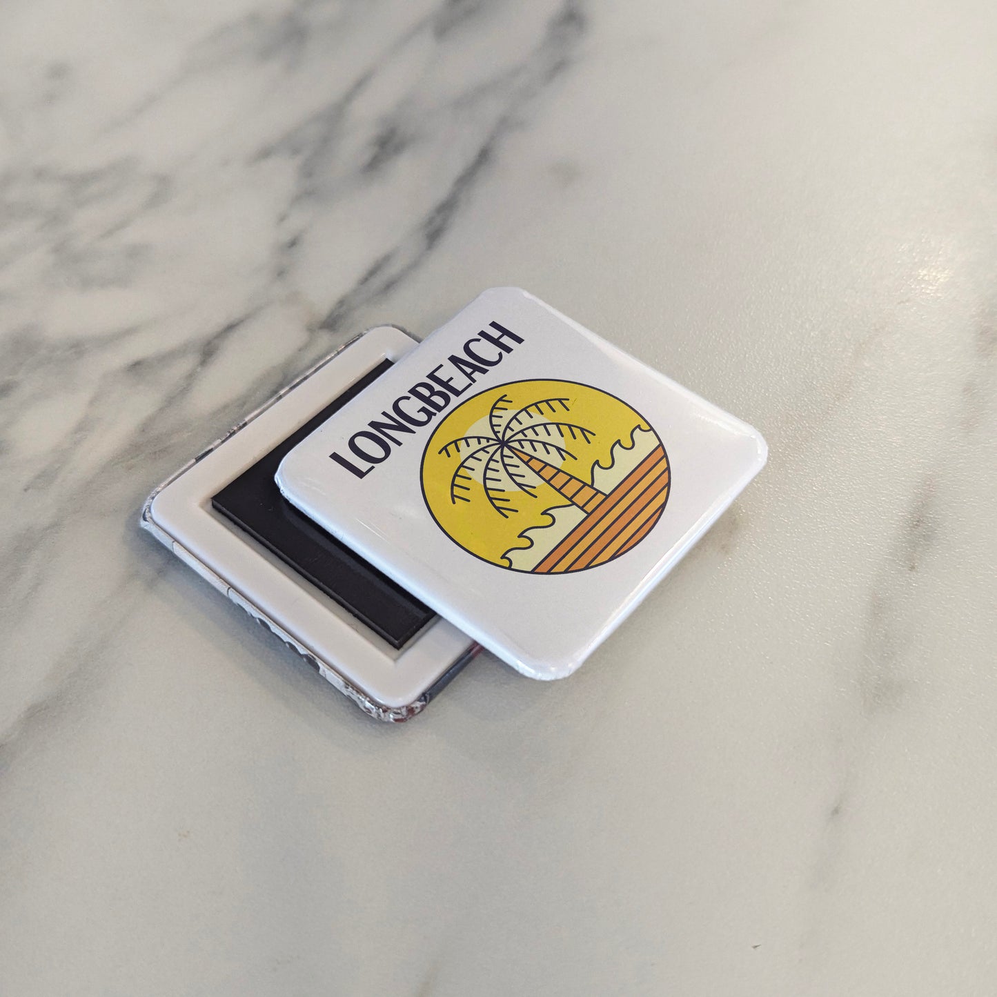 Long Beach California Magnet | Palm Circle | 2×2 | Made in Canada - PhiloPerse