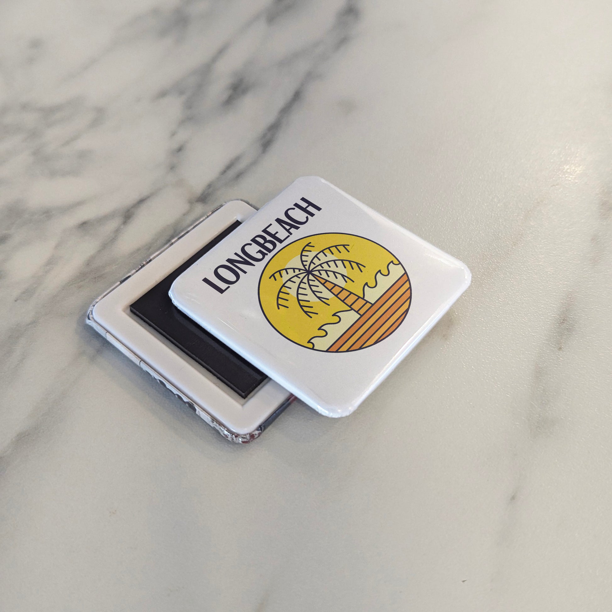 Long Beach California Magnet | Palm Circle | 2×2 | Made in Canada - PhiloPerse