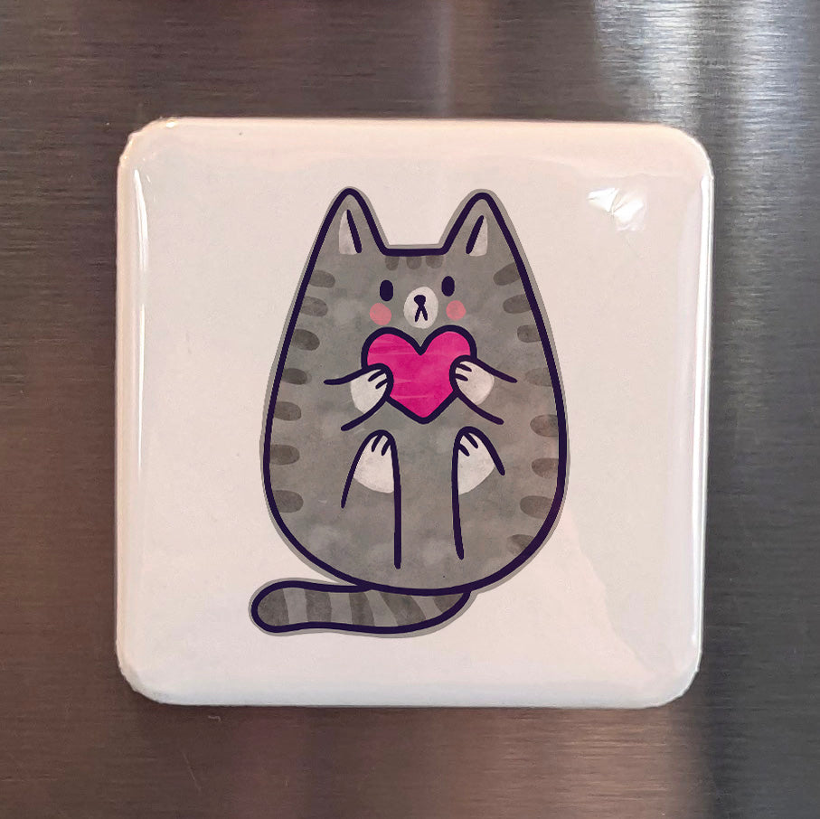 Love Cat Magnet | A Heart Full of Purrs | 2×2 | Made in Canada - PhiloPerse