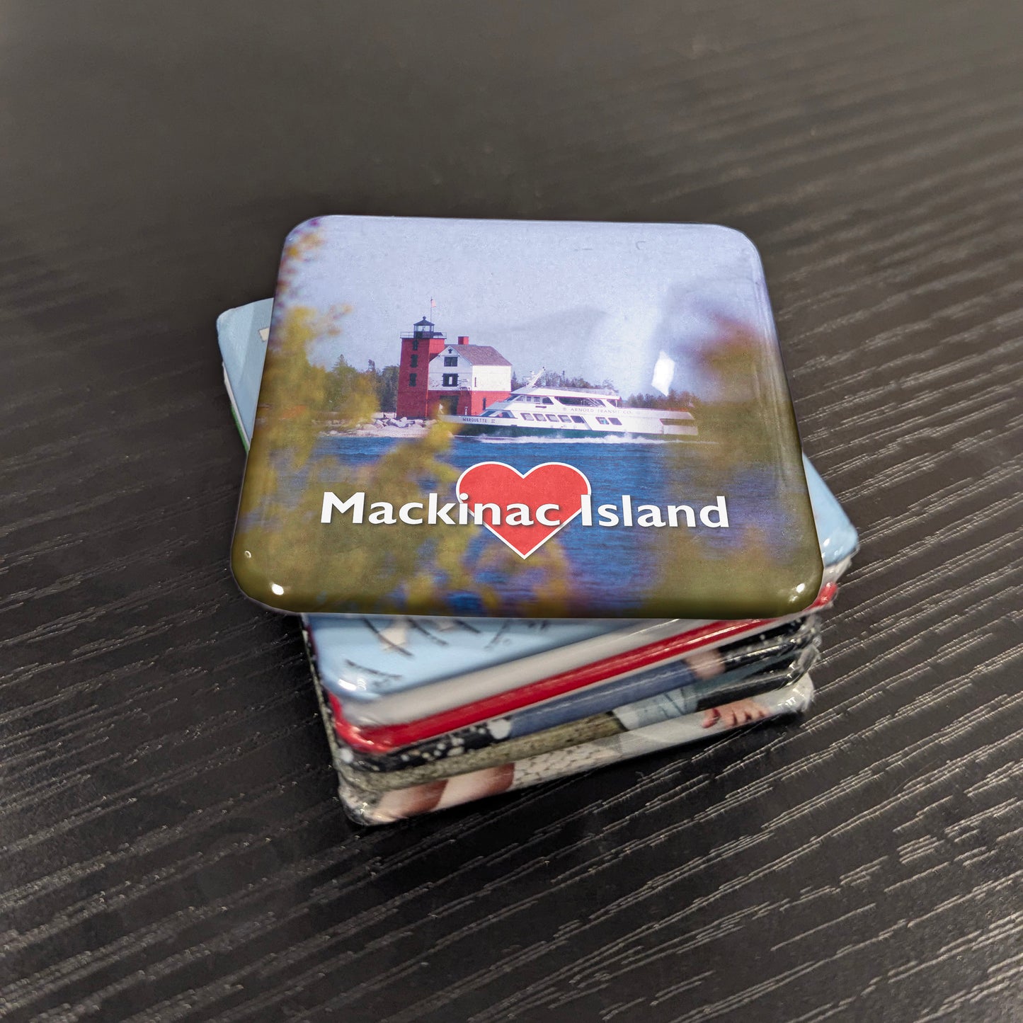 Aimant île Mackinac Michigan | Phare de Round Island | 2x2 | Fabriqué au Canada