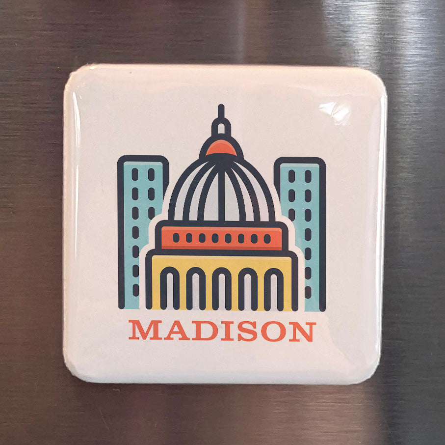 Madison Wisconsin Magnet | Capitol City | 2×2 | Made in Canada - PhiloPerse