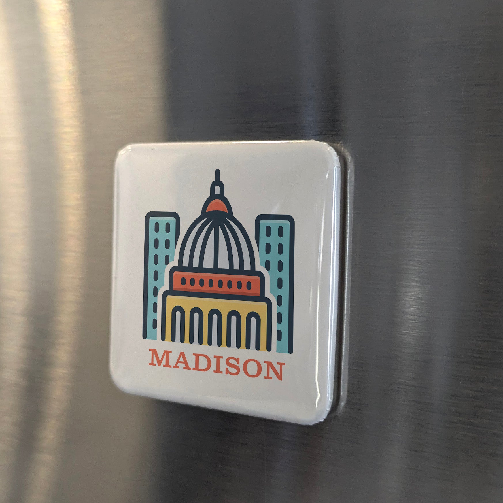 Madison Wisconsin Magnet | Capitol City | 2×2 | Made in Canada - PhiloPerse