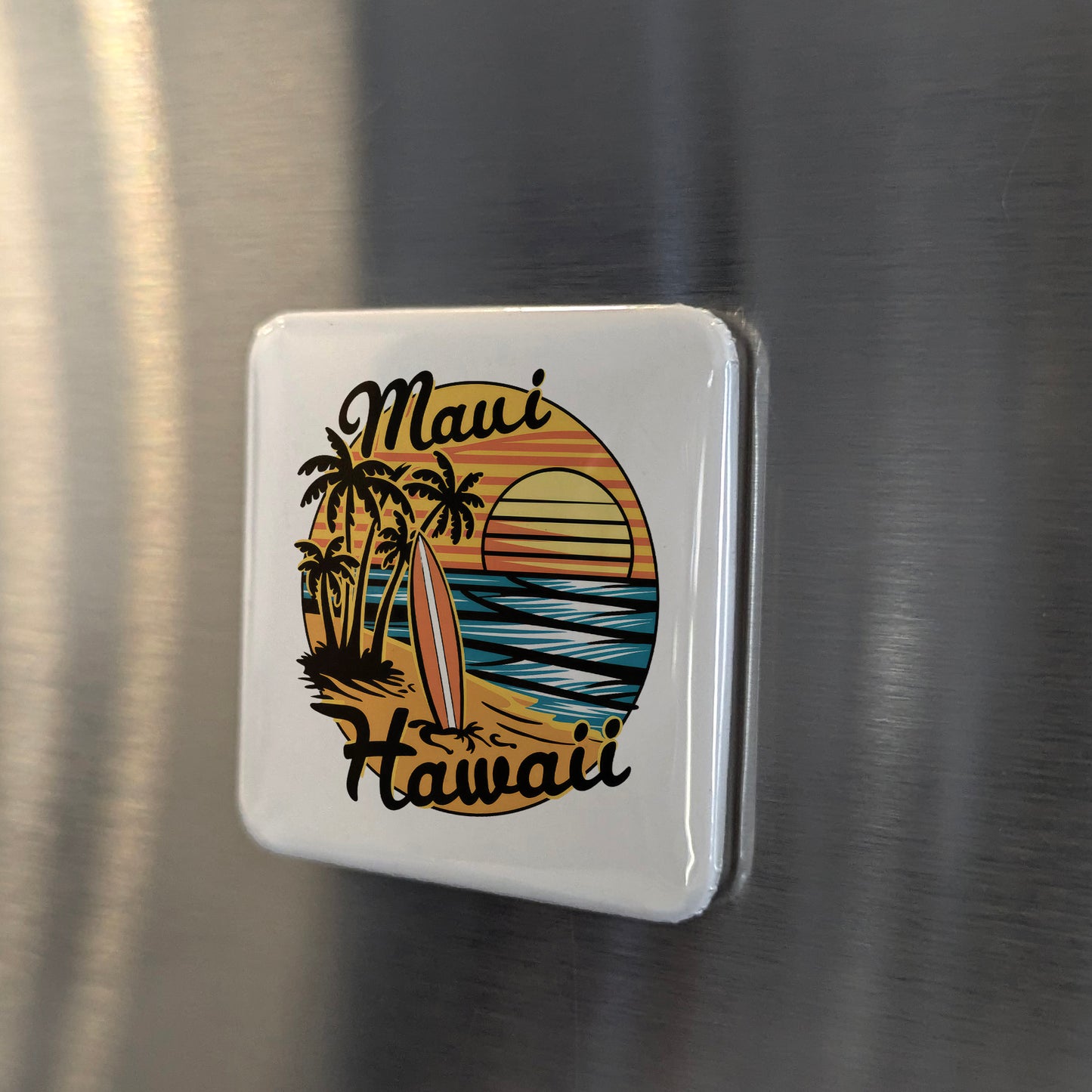 Maui Hawaii Magnet | Surf & Palms | 2×2 | Made in Canada - PhiloPerse