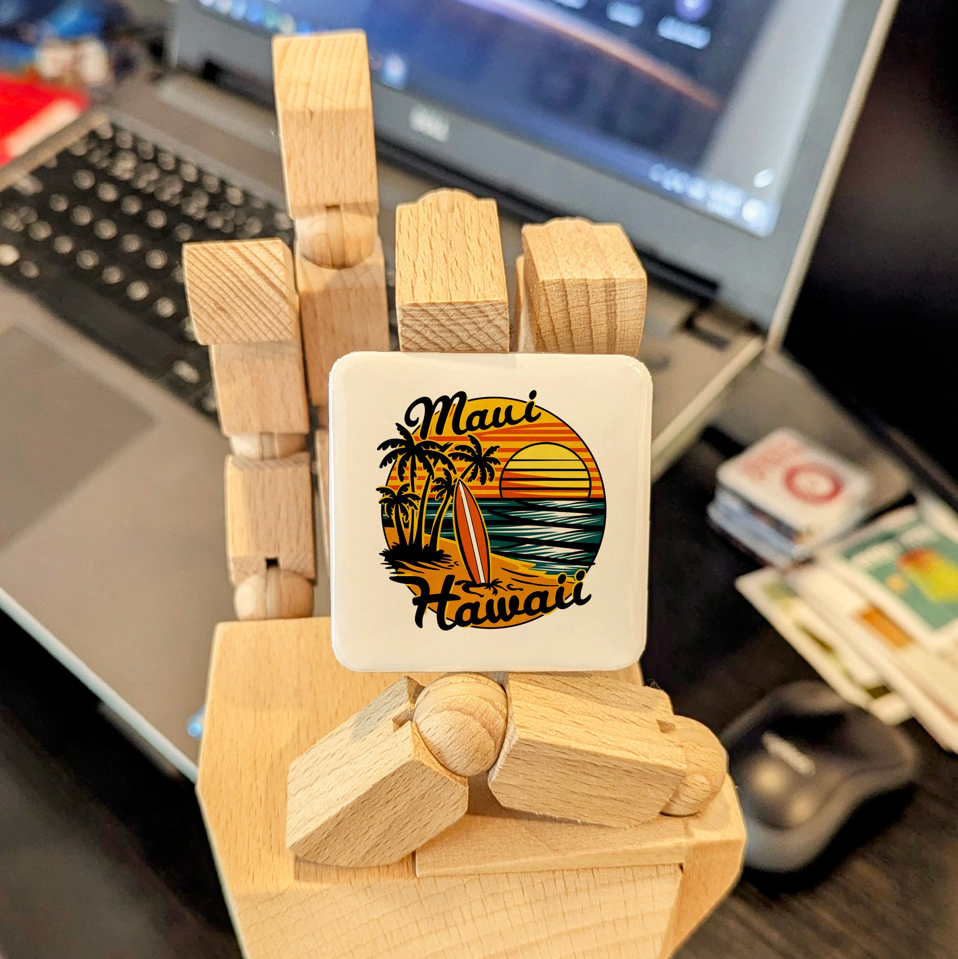 Maui Hawaii Magnet | Surf & Palms | 2×2 | Made in Canada - PhiloPerse