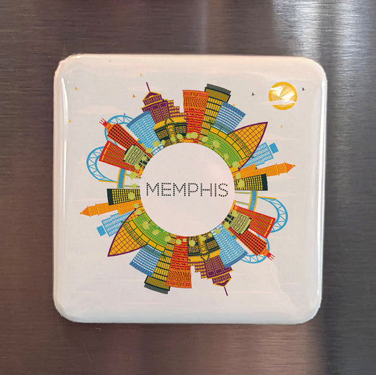 Memphis Tennessee Magnet | River City Globe | 2×2 | Made in Canada - PhiloPerse