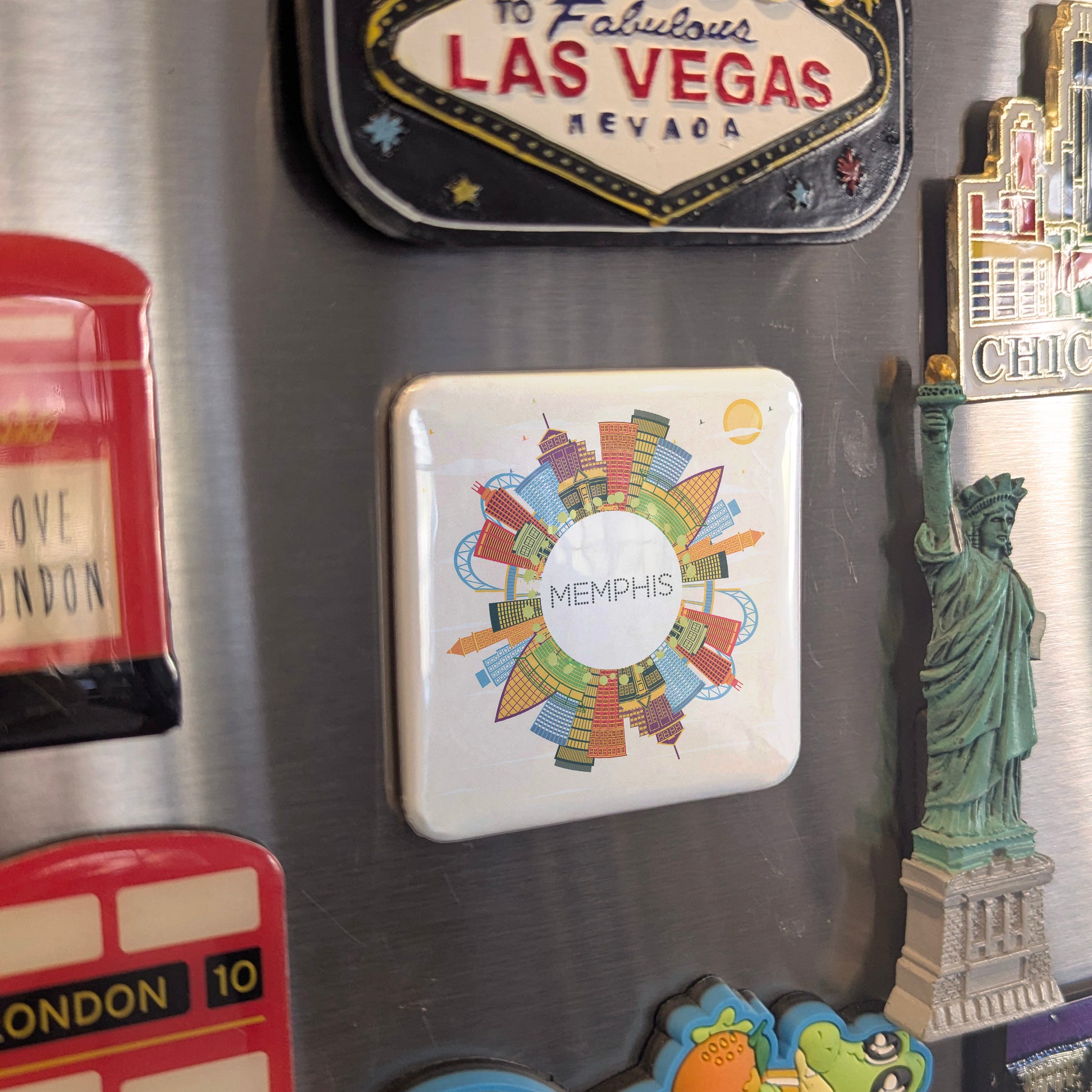 Memphis Tennessee Magnet | River City Globe | 2×2 | Made in Canada - PhiloPerse