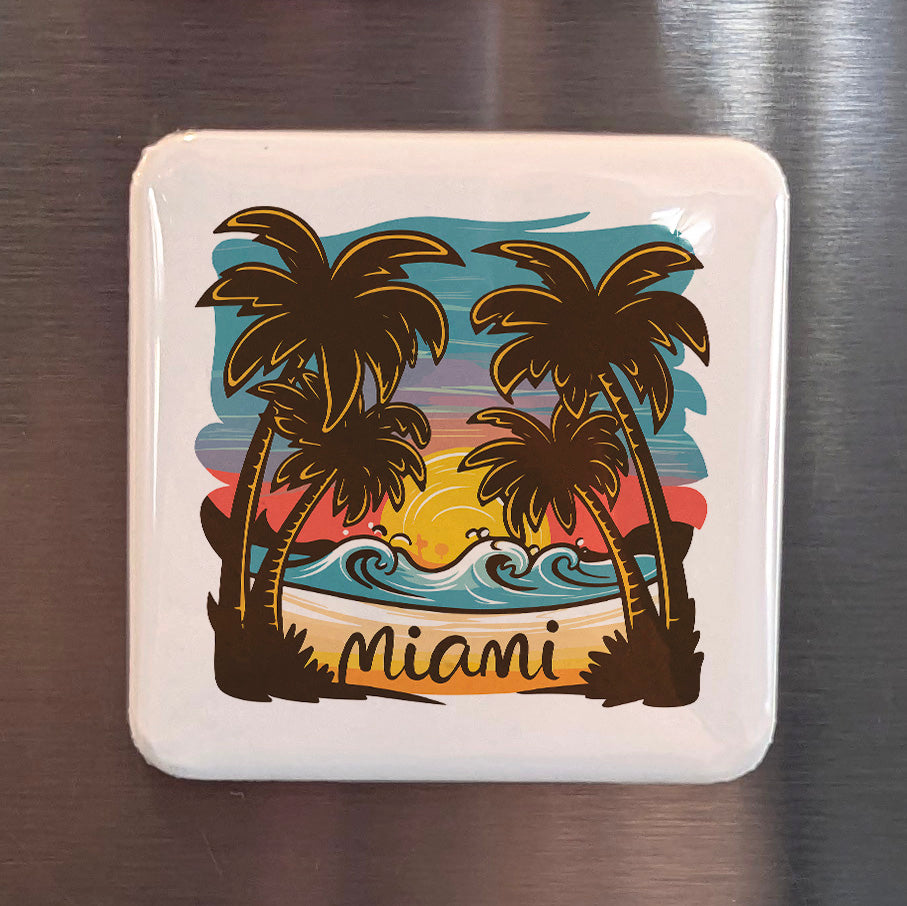 Miami Florida Magnet | Tropical Sunset | 2×2 | Made in Canada - PhiloPerse