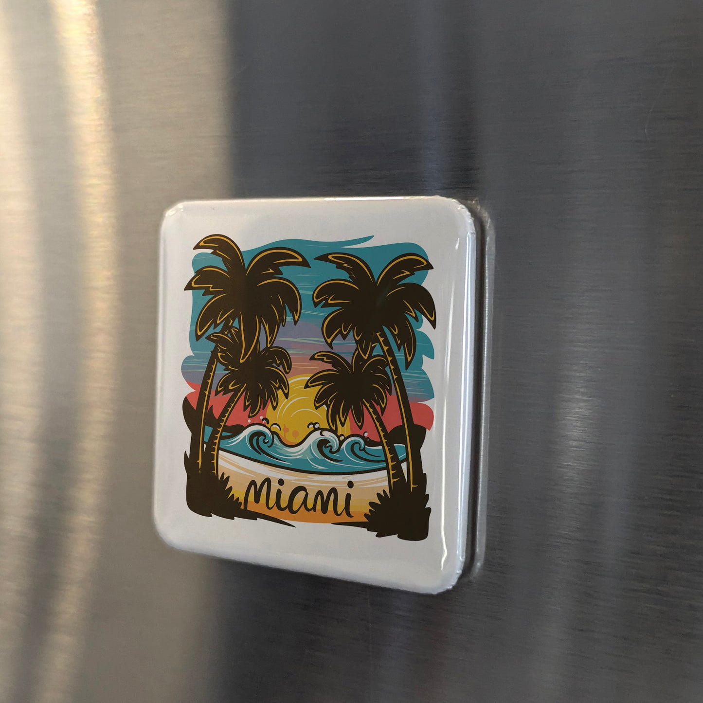 Miami Florida Magnet | Tropical Sunset | 2×2 | Made in Canada - PhiloPerse