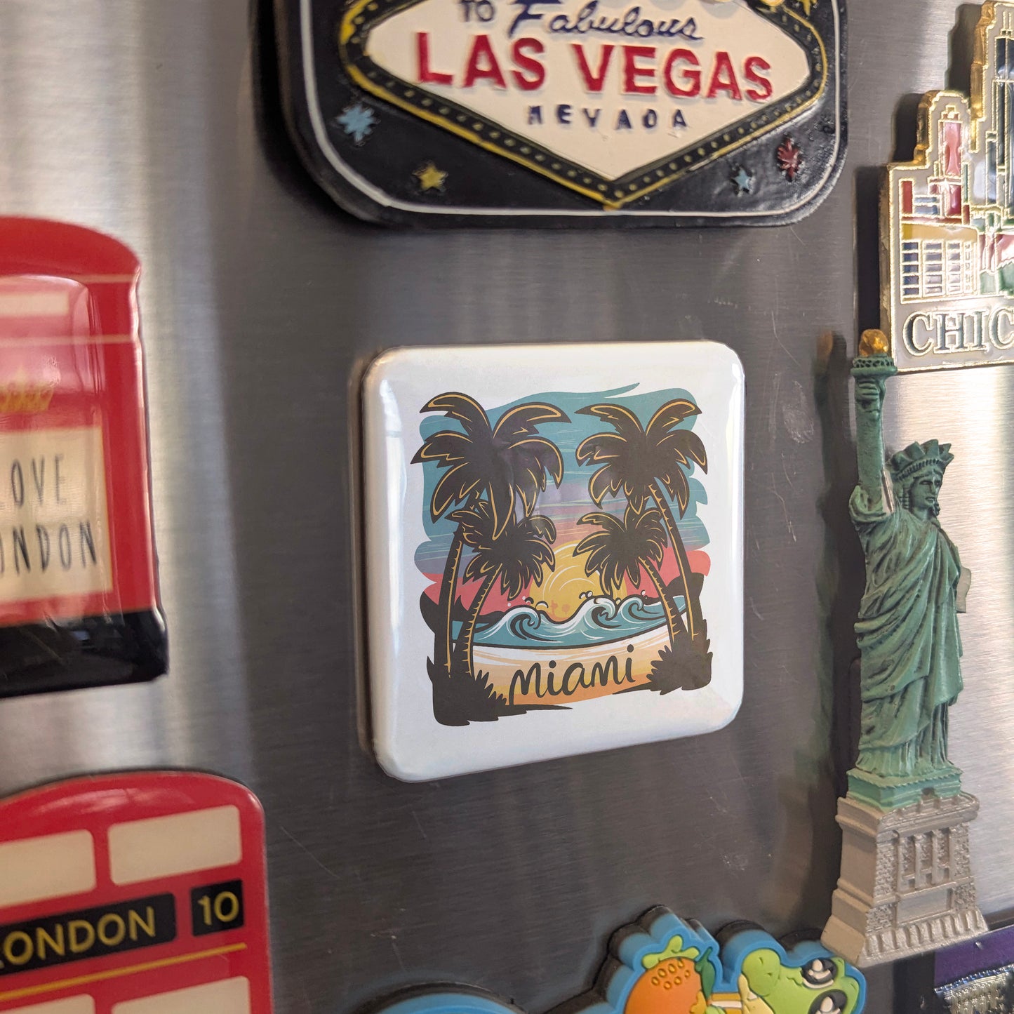 Miami Florida Magnet | Tropical Sunset | 2×2 | Made in Canada - PhiloPerse