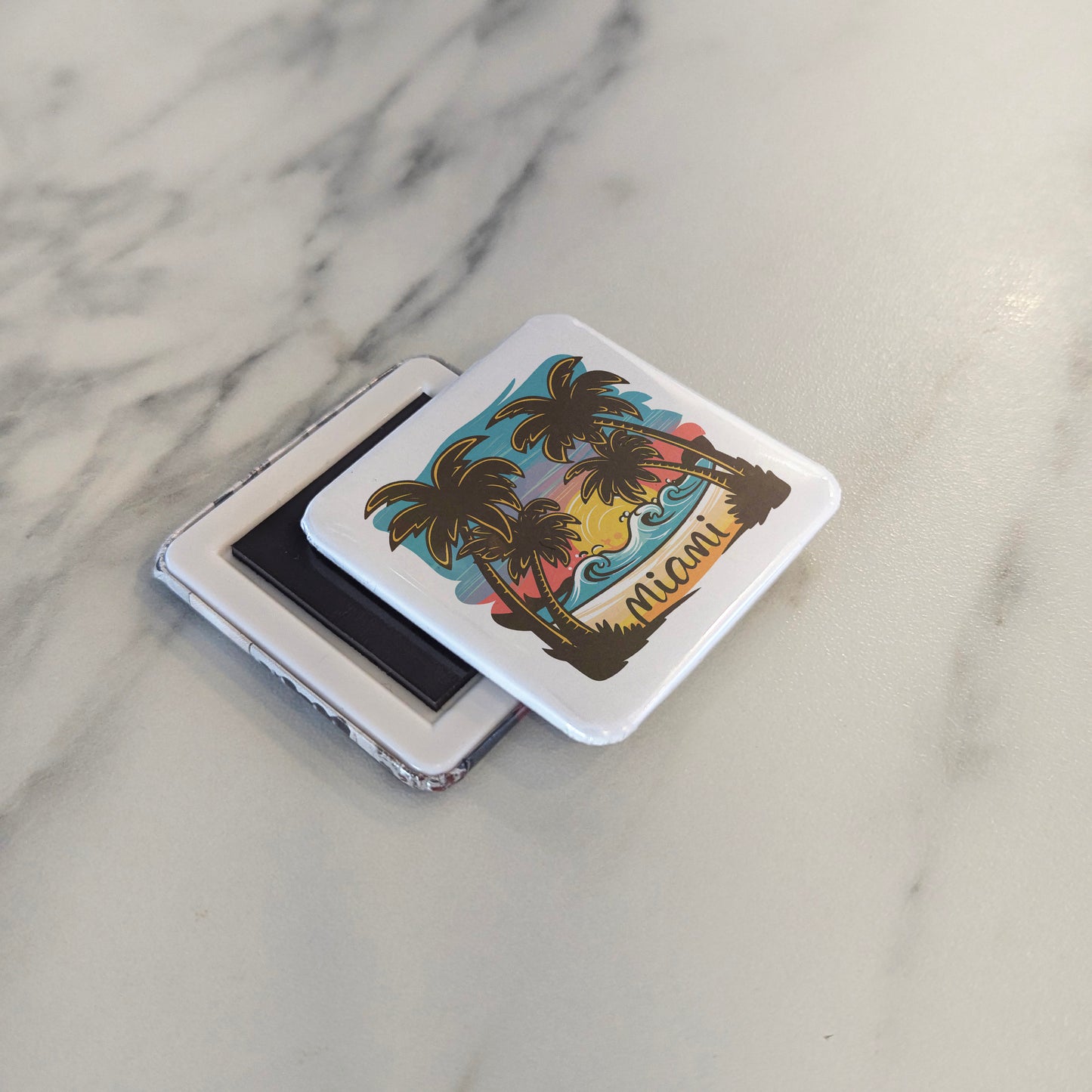 Miami Florida Magnet | Tropical Sunset | 2×2 | Made in Canada - PhiloPerse