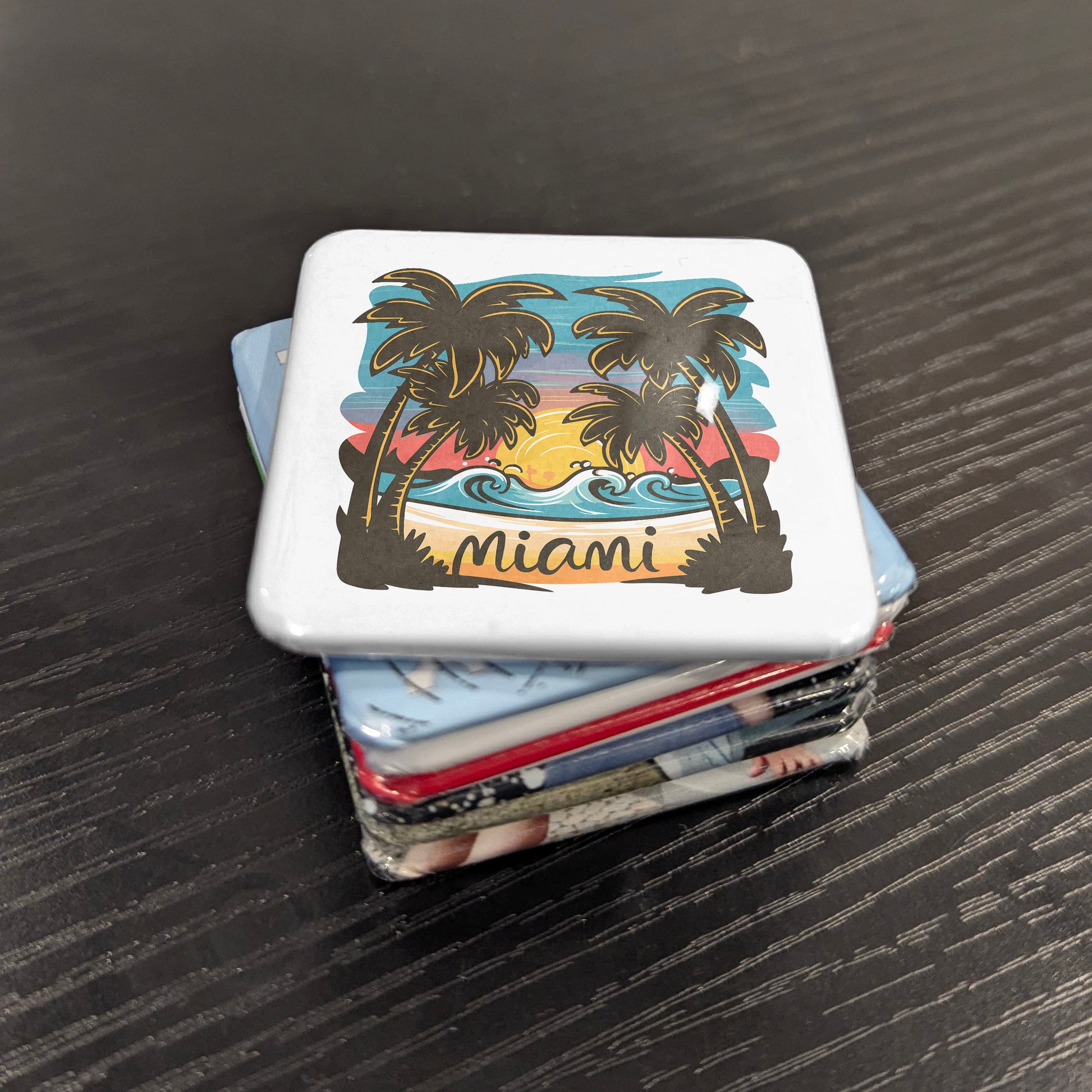 Miami Florida Magnet | Tropical Sunset | 2×2 | Made in Canada - PhiloPerse
