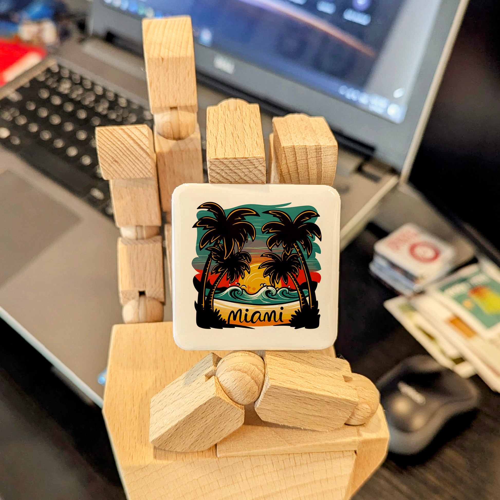 Miami Florida Magnet | Tropical Sunset | 2×2 | Made in Canada - PhiloPerse