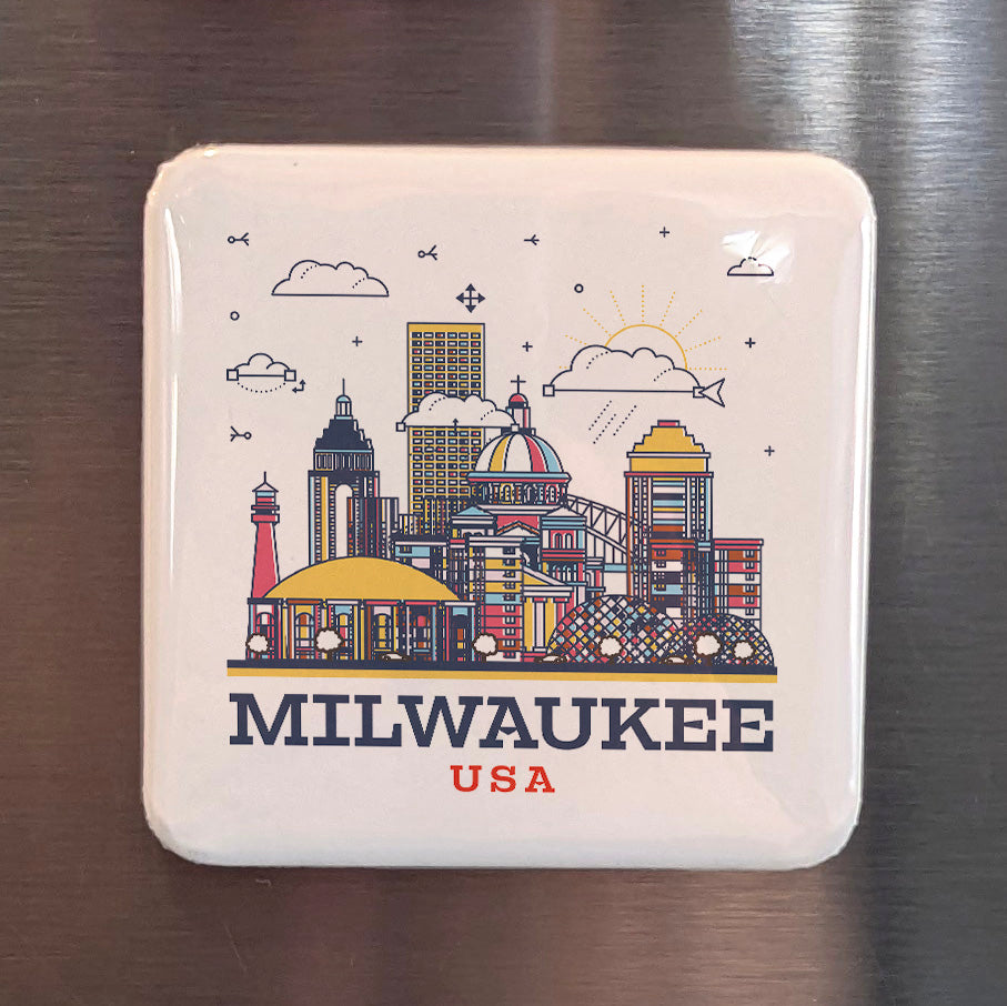 Milwaukee Wisconsin Magnet | Lakefront City | 2×2 | Made in Canada - PhiloPerse