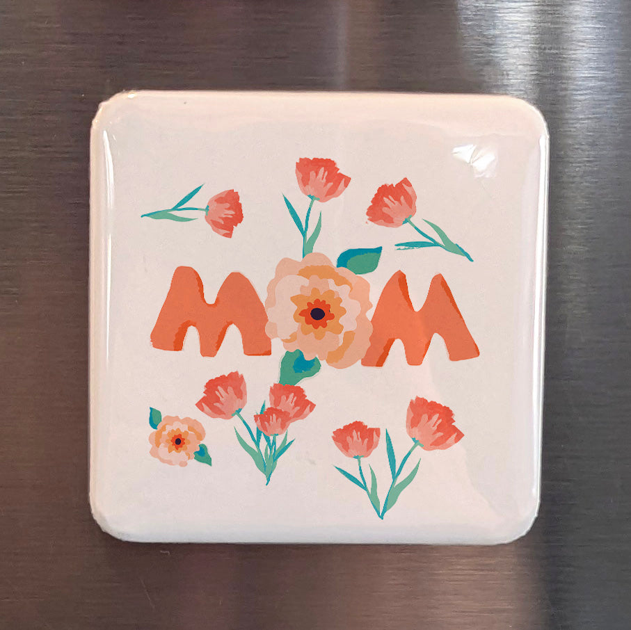 Floral MOM Magnet | 2×2 | Made in Canada - PhiloPerse