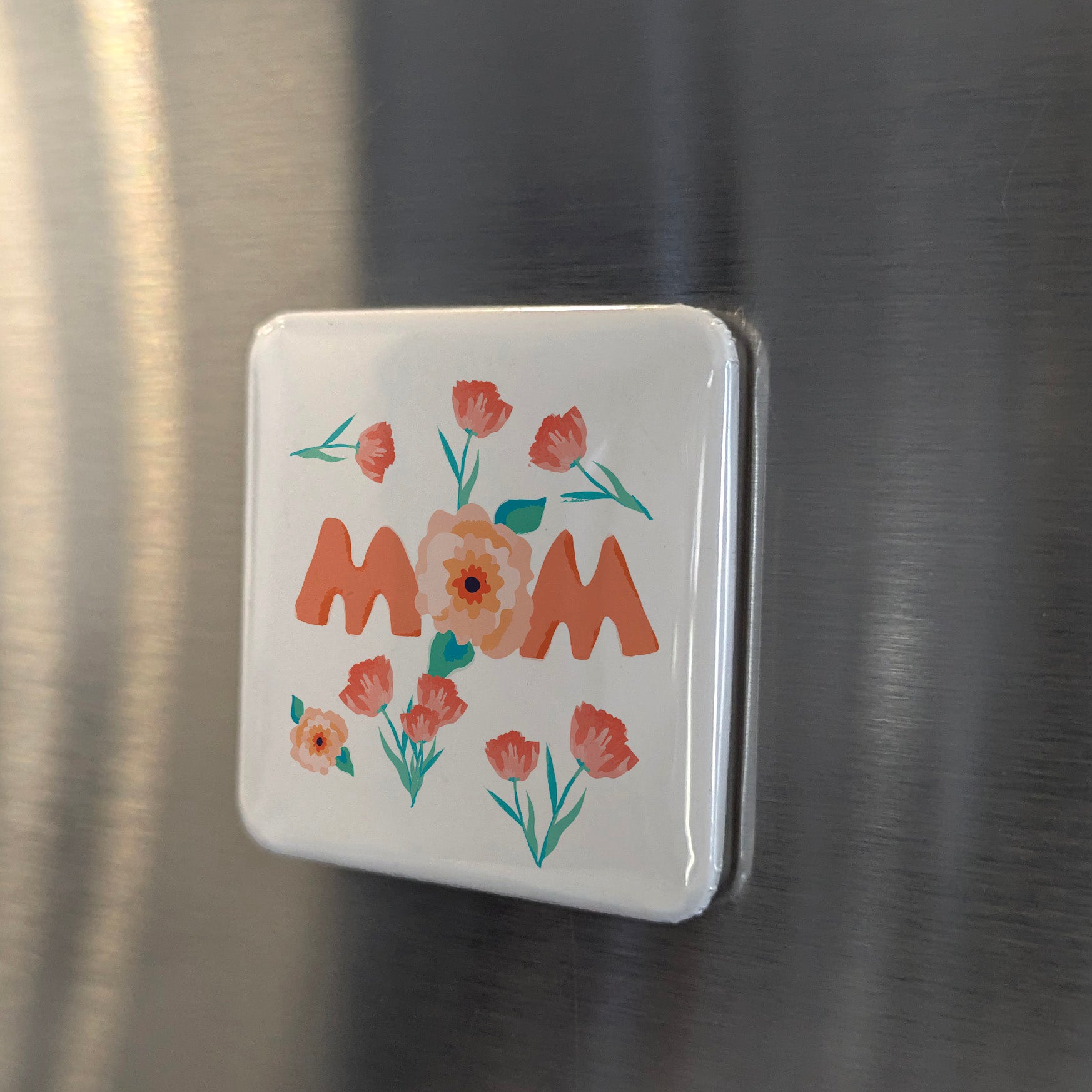 Floral MOM Magnet | 2×2 | Made in Canada - PhiloPerse