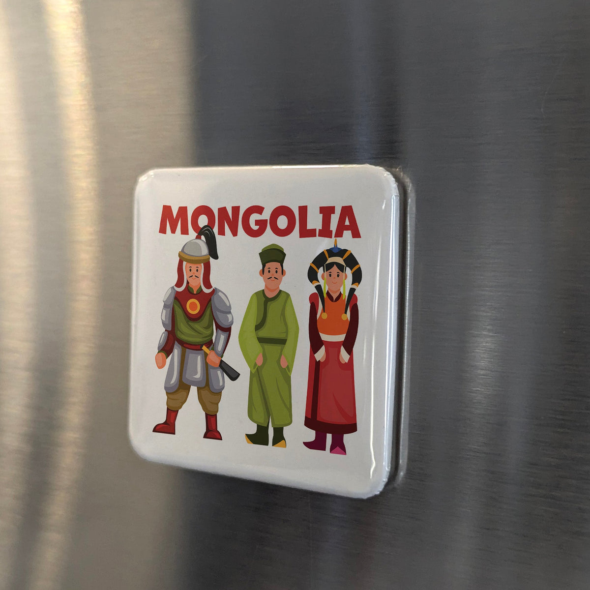 Mongolia Asia Magnet | Mongolian Deel Traditional Dress of the Nomadic Steppe | 2x2 | Made in Canada