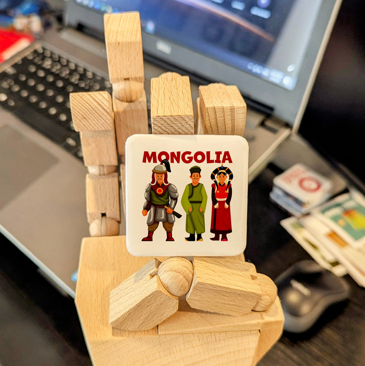 Mongolia Asia Magnet | Mongolian Deel Traditional Dress of the Nomadic Steppe | 2x2 | Made in Canada