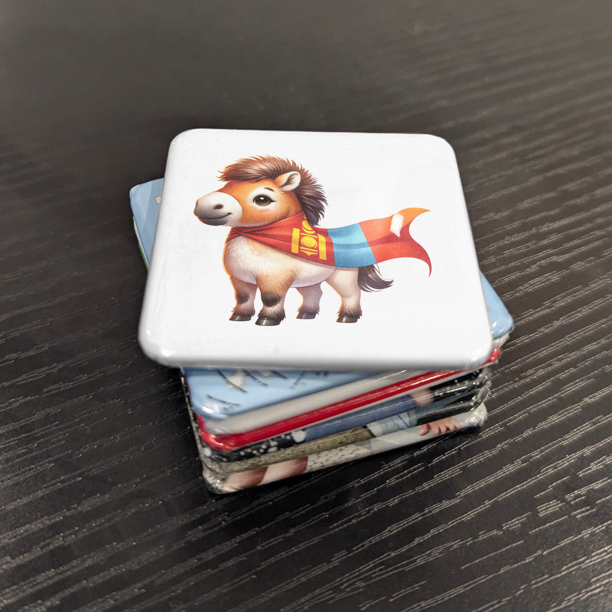 Mongolia Asia Magnet | Mongolian Flag and the Sacred Horse of the Steppe | 2x2 | Made in Canada