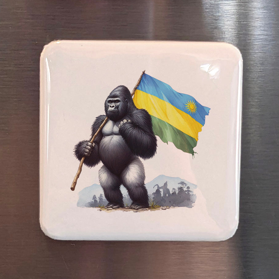 Rwanda Africa Magnet | Mountain Gorilla of the Land of a Thousand Hills | 2x2 | Made in Canada