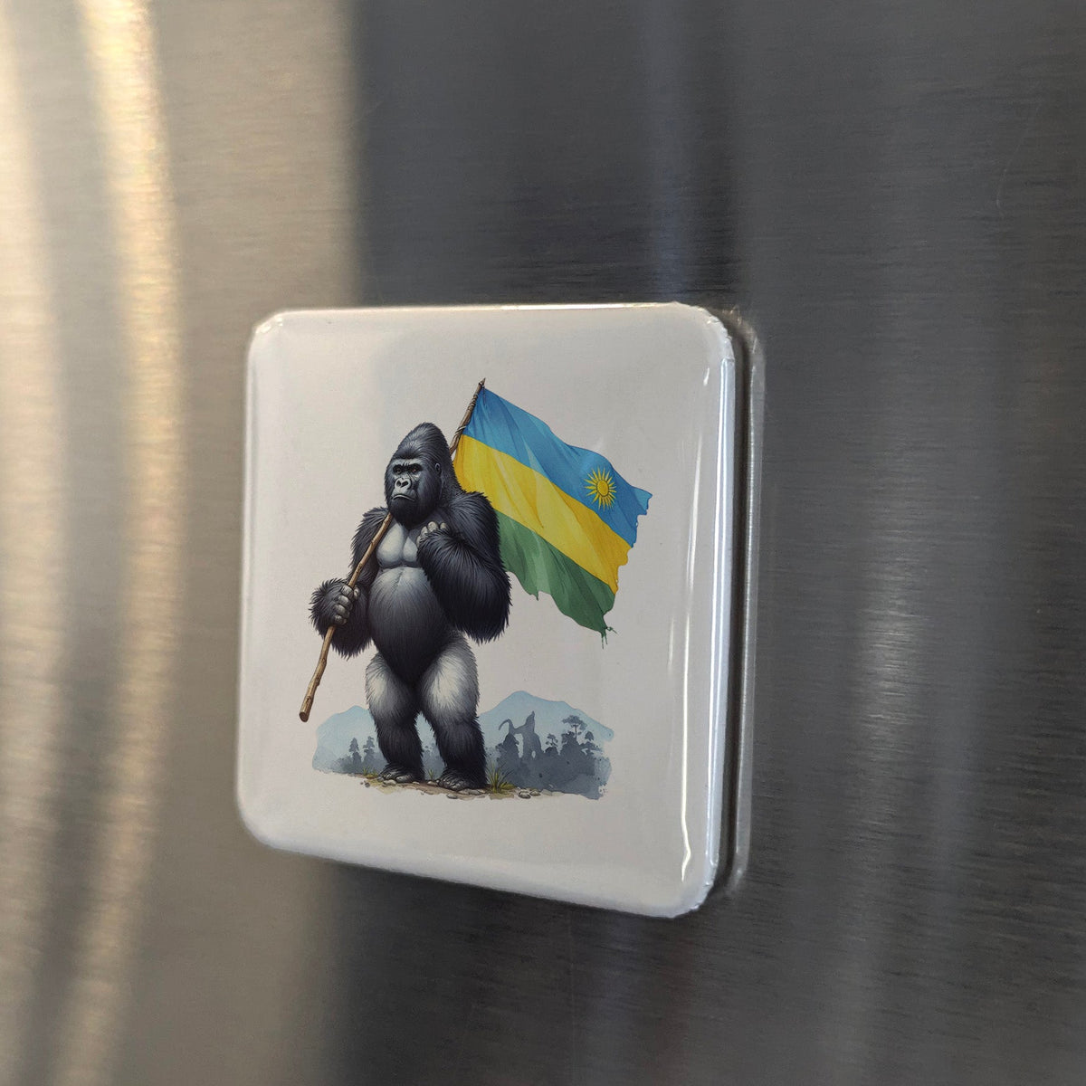 Rwanda Africa Magnet | Mountain Gorilla of the Land of a Thousand Hills | 2x2 | Made in Canada