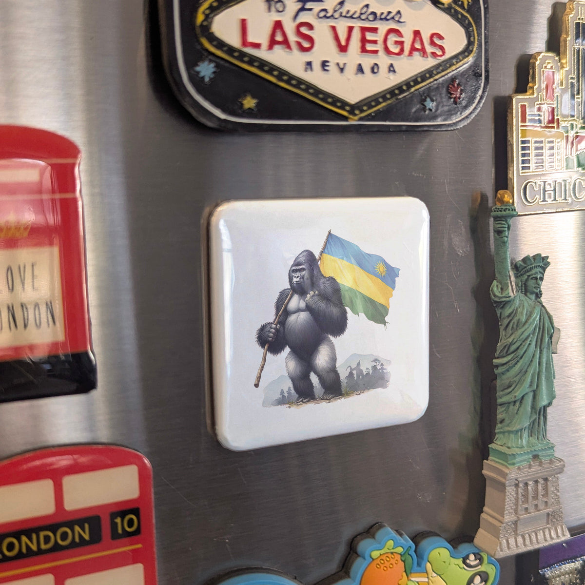 Rwanda Africa Magnet | Mountain Gorilla of the Land of a Thousand Hills | 2x2 | Made in Canada