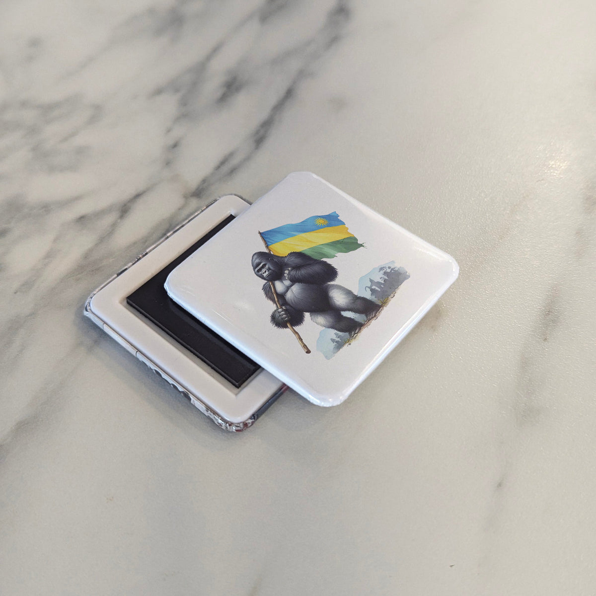 Rwanda Africa Magnet | Mountain Gorilla of the Land of a Thousand Hills | 2x2 | Made in Canada