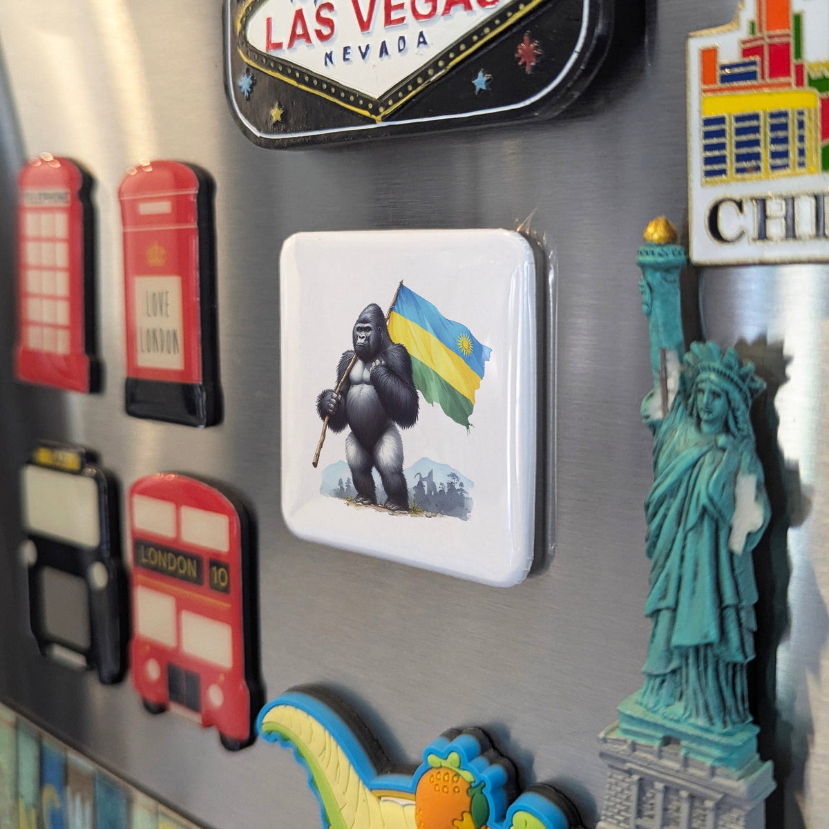 Rwanda Africa Magnet | Mountain Gorilla of the Land of a Thousand Hills | 2x2 | Made in Canada